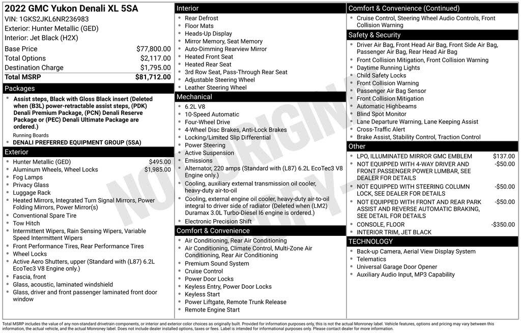 2022 GMC Yukon XL Denali 4WD