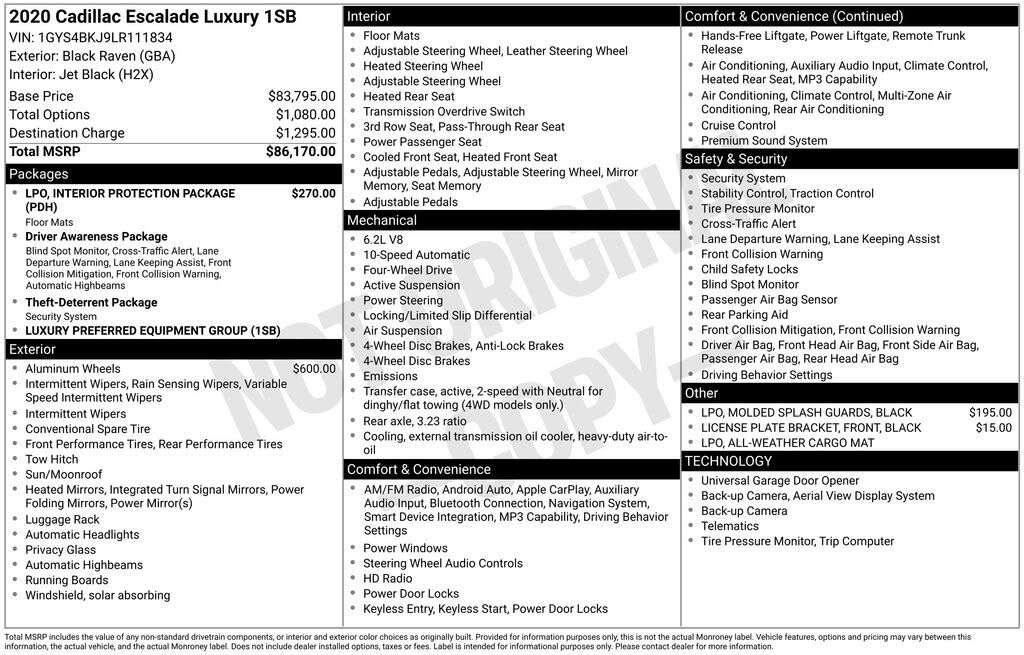 2020 Cadillac Escalade Luxury 4WD