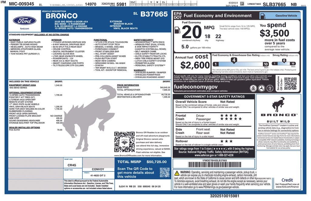 2025 Ford Bronco Big Bend 4-Door 4WD