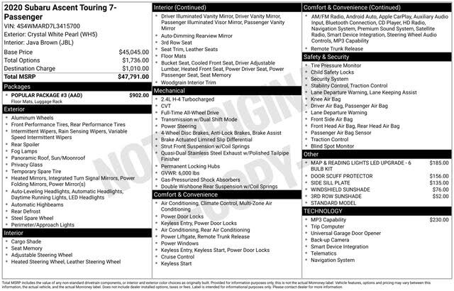 2020 Subaru Ascent Touring 7-Passenger AWD