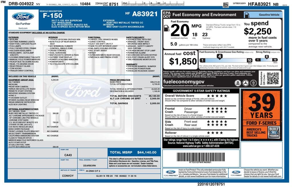 2017 Ford F-150 XLT SuperCab 4WD