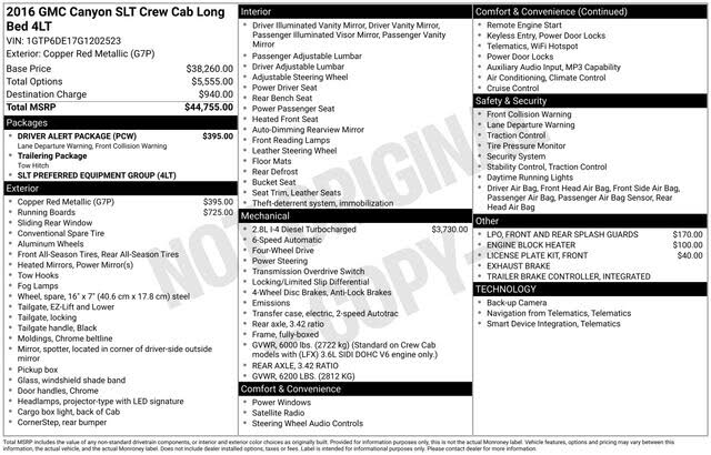 2016 GMC Canyon SLT Crew Cab 4WD