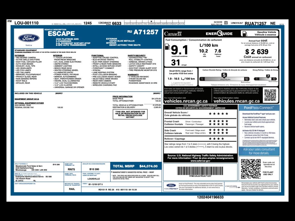 2024 Ford Escape Platinum AWD