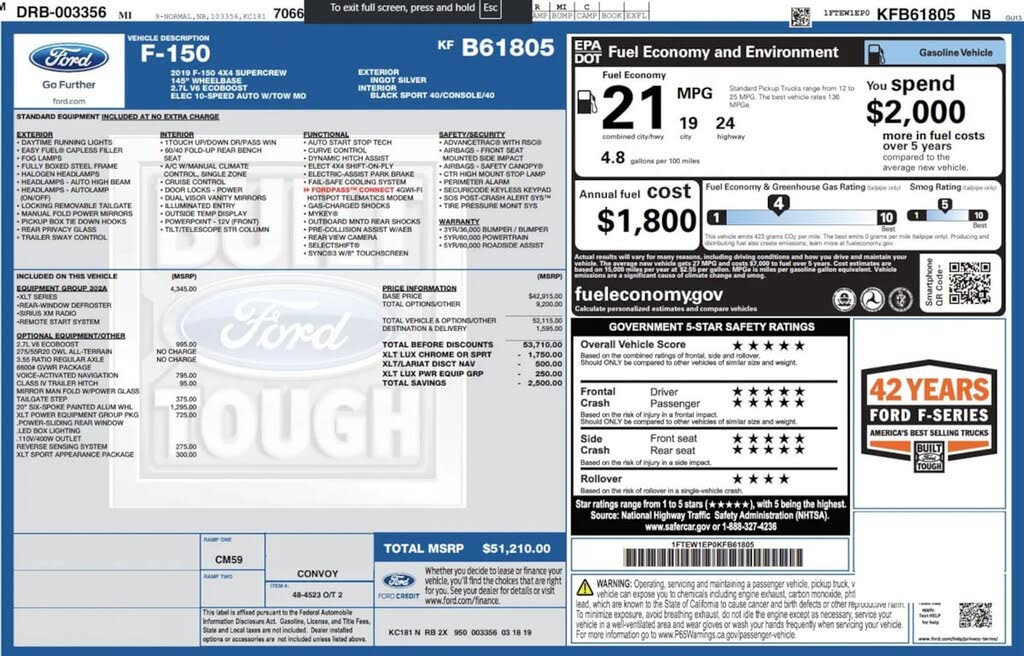 2019 Ford F-150 XLT SuperCrew 4WD