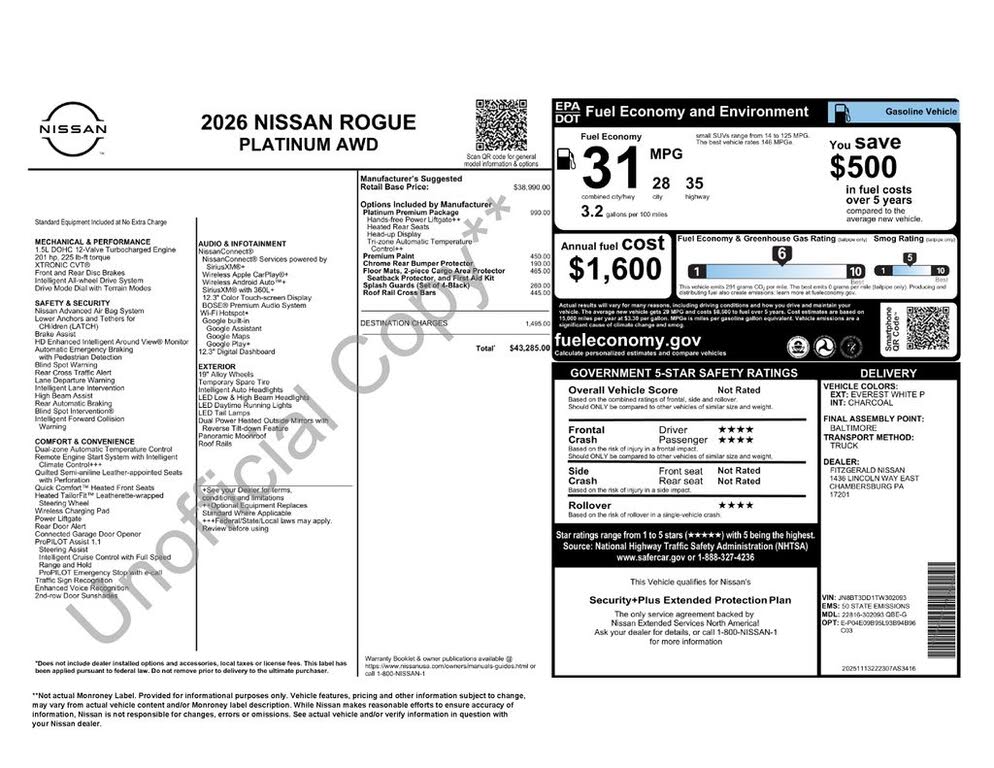 2026 Nissan Rogue Platinum AWD