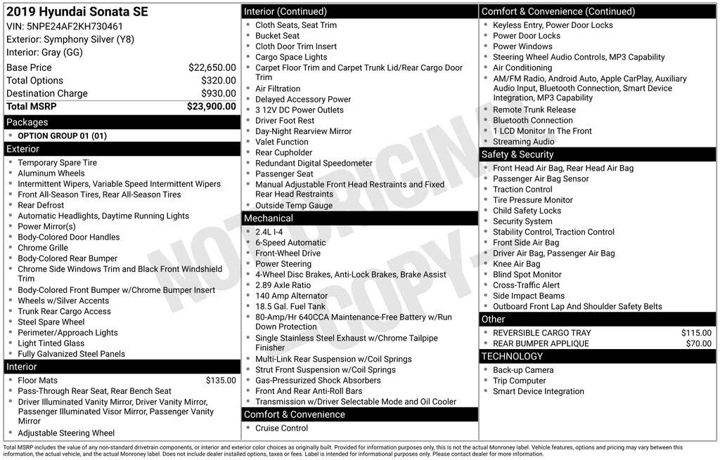 2019 Hyundai Sonata SE FWD