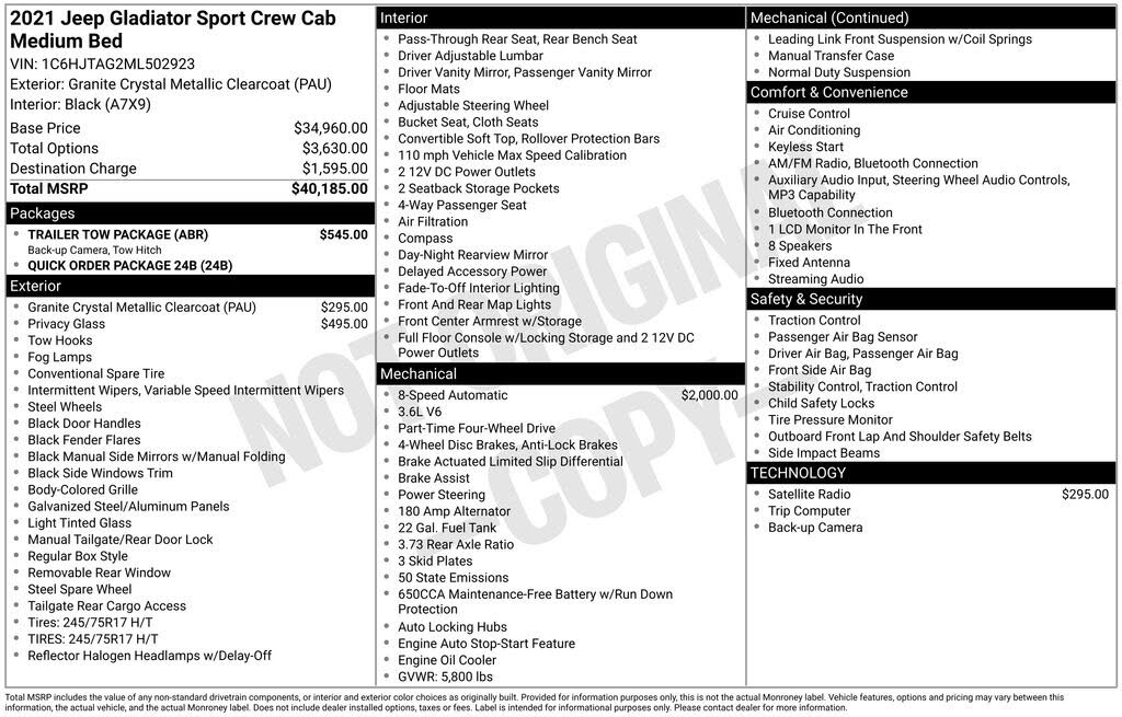 2021 Jeep Gladiator Sport Crew Cab 4WD