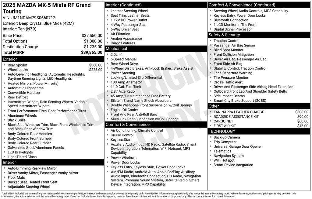 2025 Mazda MX-5 Miata RF Grand Touring RWD