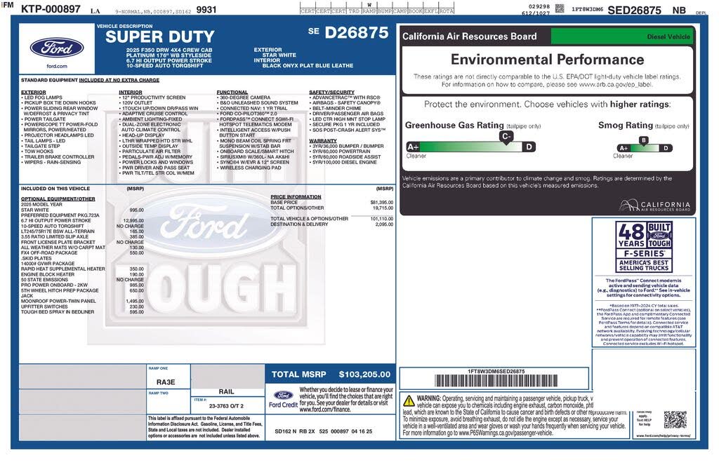 2025 Ford F-350 Super Duty Platinum Crew Cab LB DRW 4WD