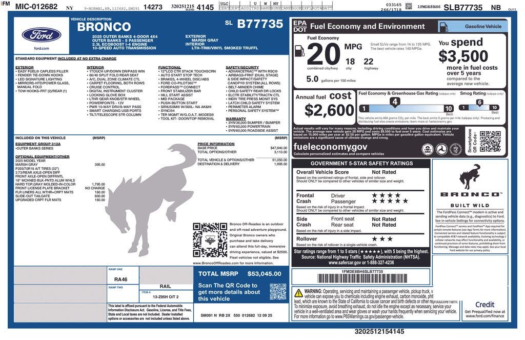 2025 Ford Bronco Outer Banks 4-Door 4WD