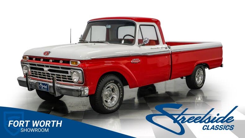Rangoon Red & WImbledon White 1966 Ford F-100 Pickup Truck  3-Speed Manual
