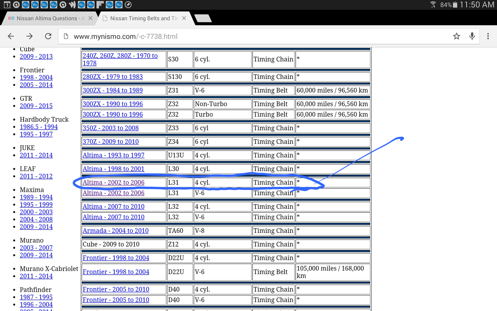 2006 nissan altima timing belt replacement cost