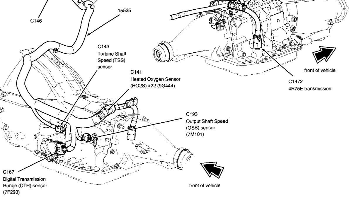 2001 ford f350 transmission speed sensor location