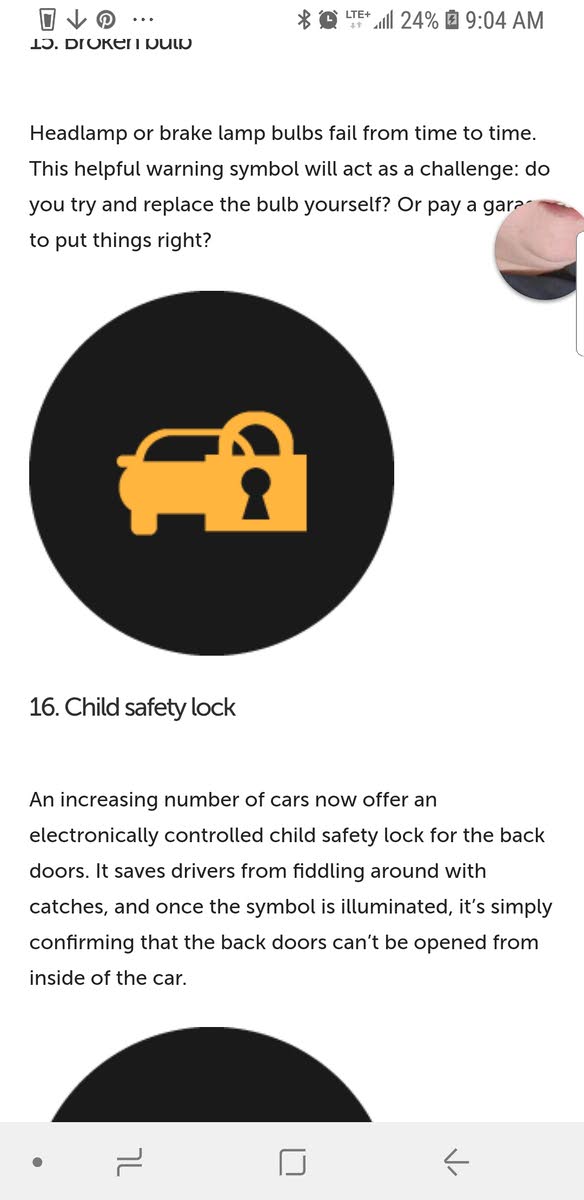 car and lock symbol on dashboard