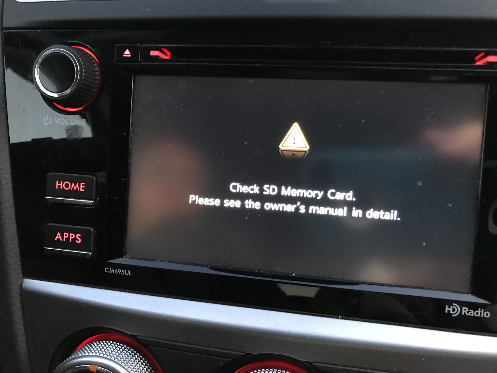 Subaru Crosstrek Questions Radio failure with “check SD