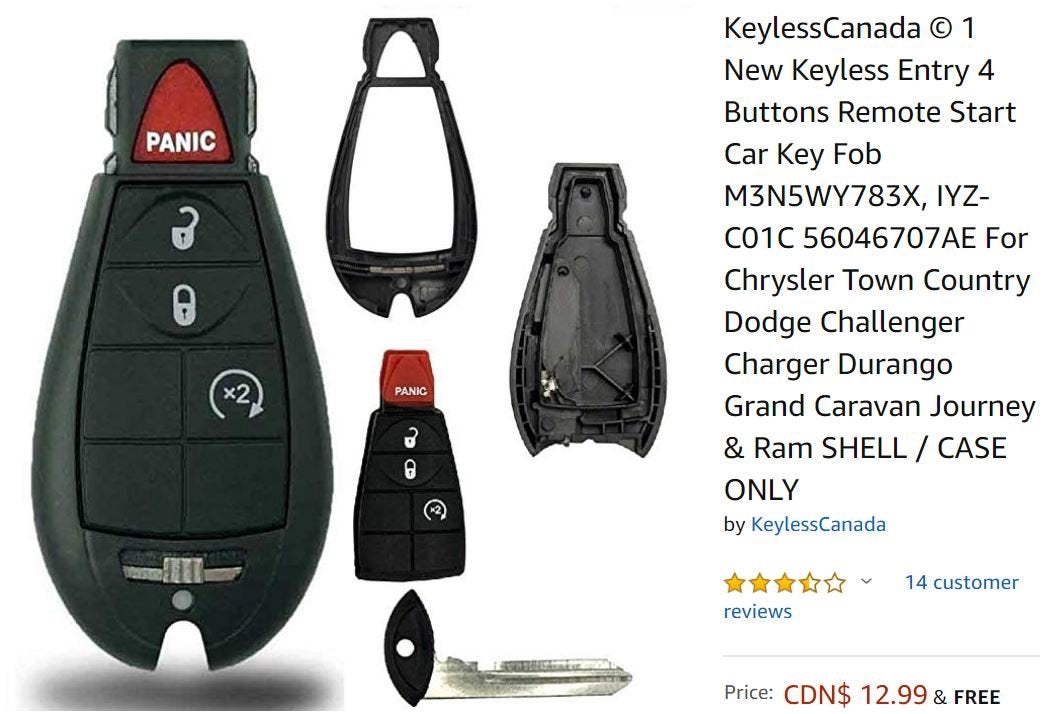 NEW Keyless Entry Key Fob Remote 3 BUTTON CASE ONLY For a 2010 Dodge Journey 