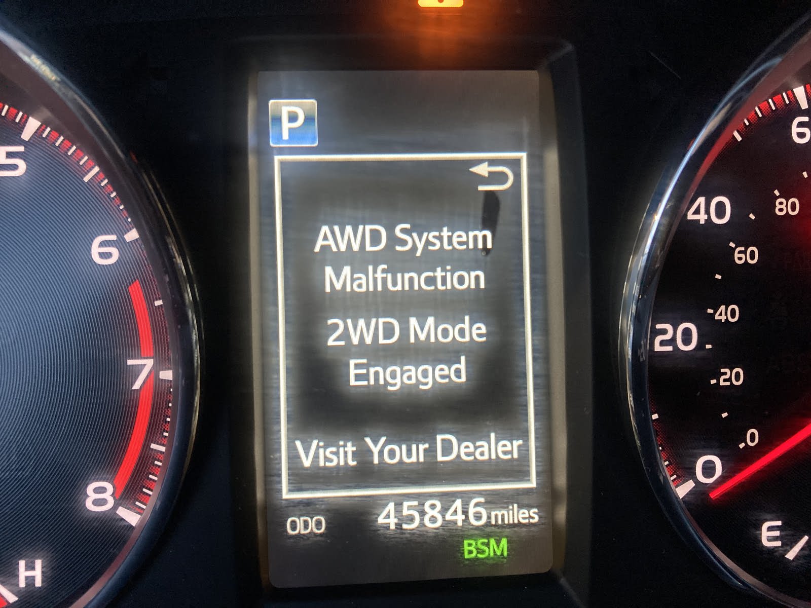Toyota RAV4 Questions Check AWD system malfunction light warning. 